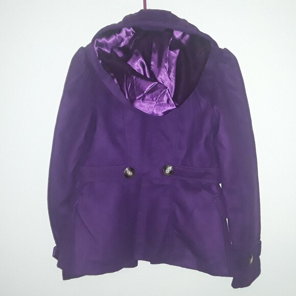 Ladies Pink Envelope, XS soft heavy purple coat w/satin liner, double button up, - Picture 5 of 9